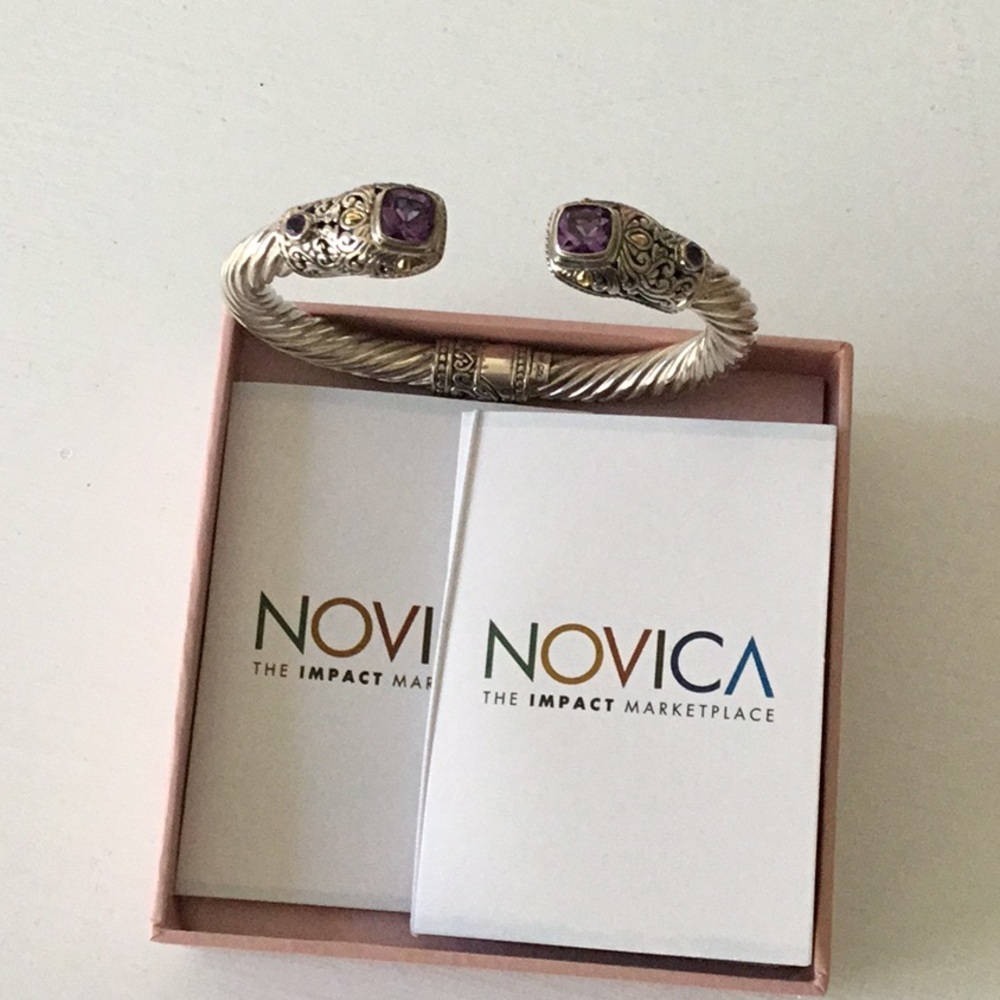Novica Amethyst and Silver bracelet